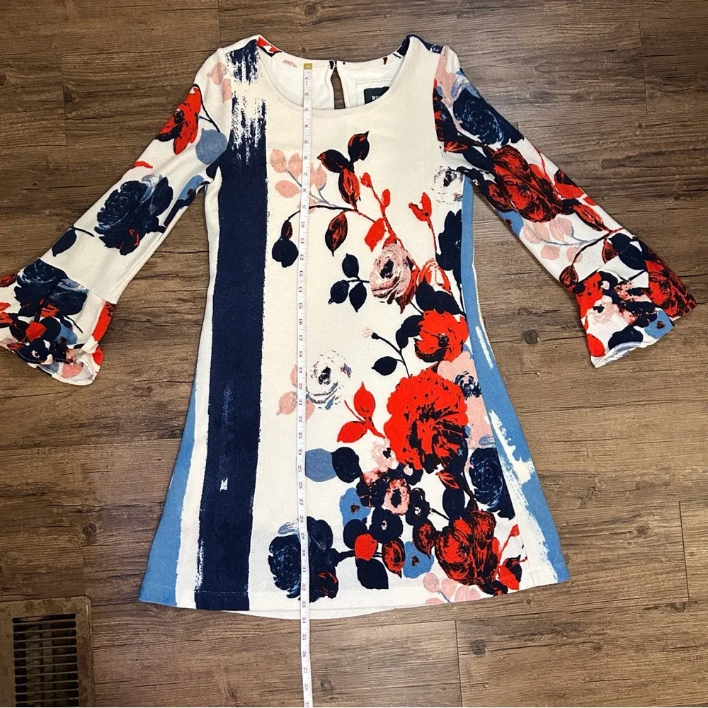 Maeve Anthousai Floral Knit Bell Sleeve Sweater Mini Dress - Picture 11 of 15